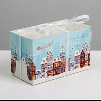 Коробка для 2 капкейков "Праздник" 16*8*10см