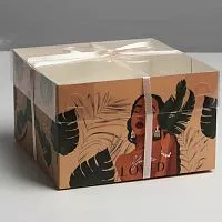 Коробка для 4 капкейков "Дикая", 16*16*10см