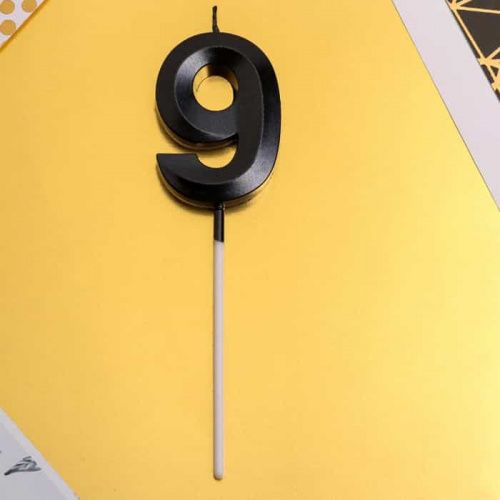 Свеча цифра "9", черная Свеча цифра "9", черная