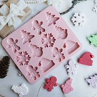 Силиконовая форма "Новогодний набор" 12яч. 20*24*0,8см