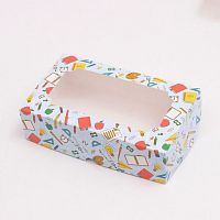 Коробка под зефир, "Школьный" с окошком 25*15*7см
