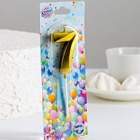Свеча цифра "7" Грань, золото