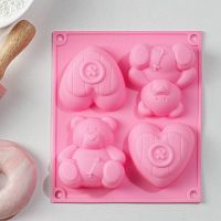 Силиконовая форма для выпечки "Мишка и сердце" 17*15*3см